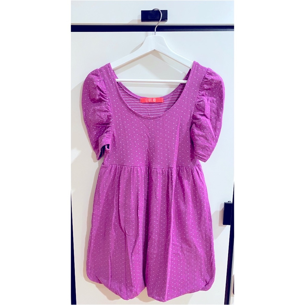 Wave Point Printing Ruffle Puff Sleeve Dress